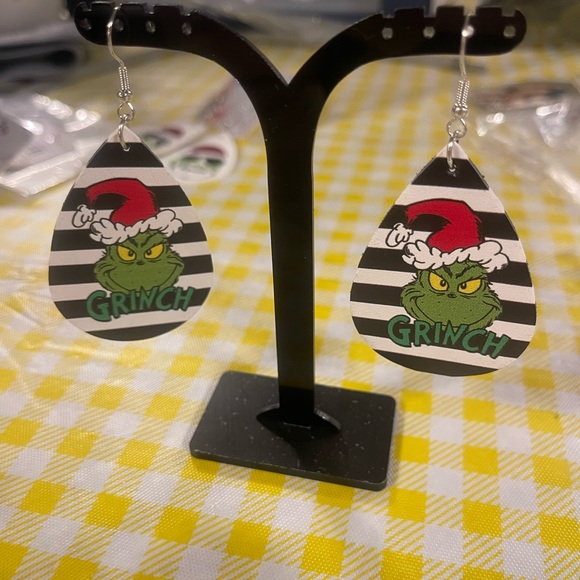 Grinch Earrings. (2) sided made of thick faux leather. - Picture 9 of 16